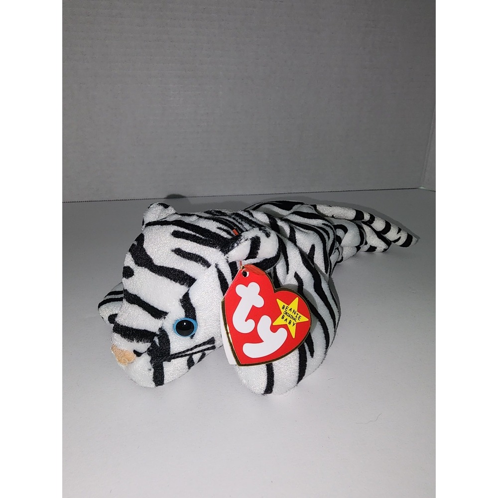 Ty Beanie Babies Blizzard‎ The White Tiger Red Star Tag